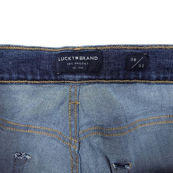 Lucky Brand 221 Straight Jeans Mens 38x32 Blue Stretch Designer USA 12" Rise - Picture 3 of 9
